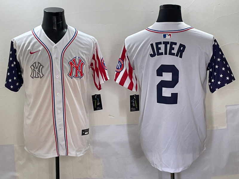 Men 2025  MLB New York Yankees #2 Jeter white jersey style 18
